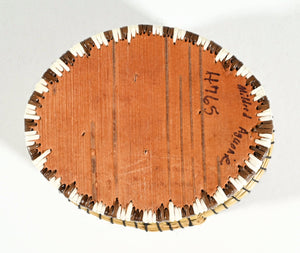 Oval hummingbird Porcupine Quill box with Checkerboard sides by Mildred Aguonie