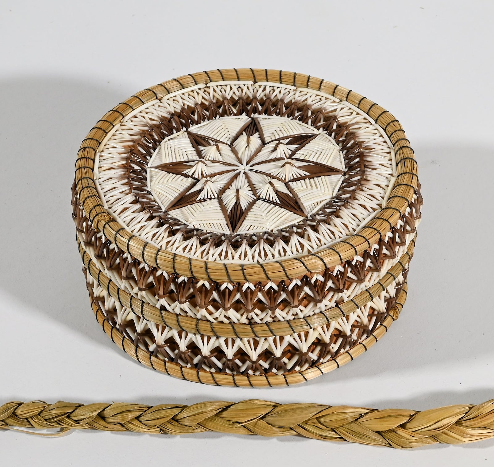 Vintage Anishinaabe Quill Box by Annie Pangowish