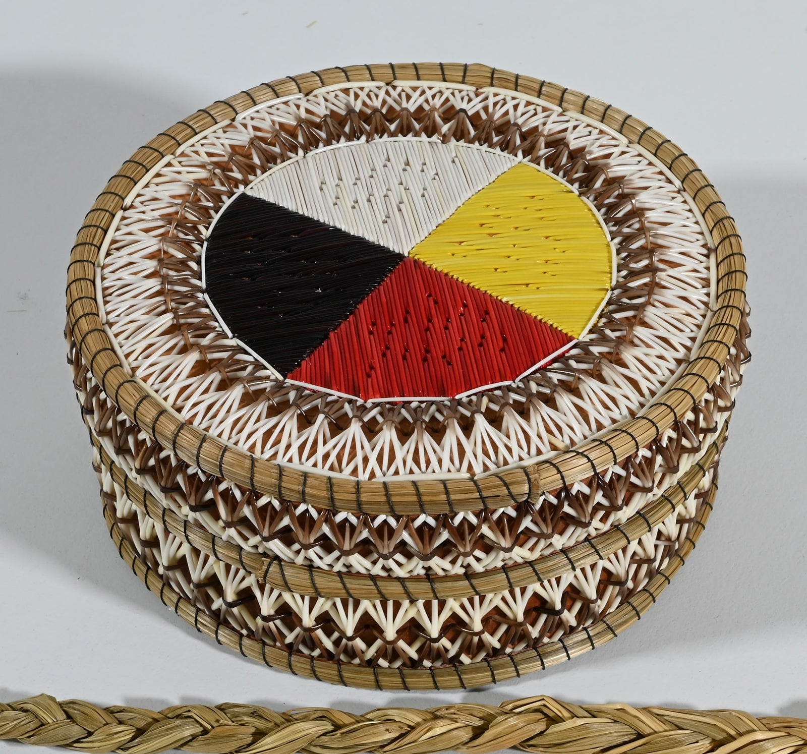 Vintage Anishinaabe Quill Box by Annie Pangowish