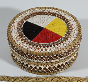 Vintage Anishinaabe Quill Box by Annie Pangowish