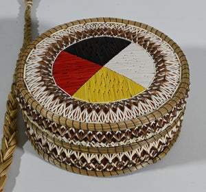 Vintage Anishinaabe Quill Box by Annie Pangowish