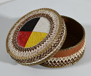 Vintage Anishinaabe Quill Box by Annie Pangowish