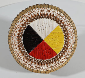 Vintage Anishinaabe Quill Box by Annie Pangowish