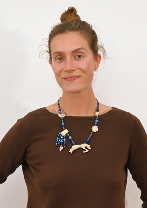 Necklace, with White Horse Pendant by Linda Lee Courtney; 23" long