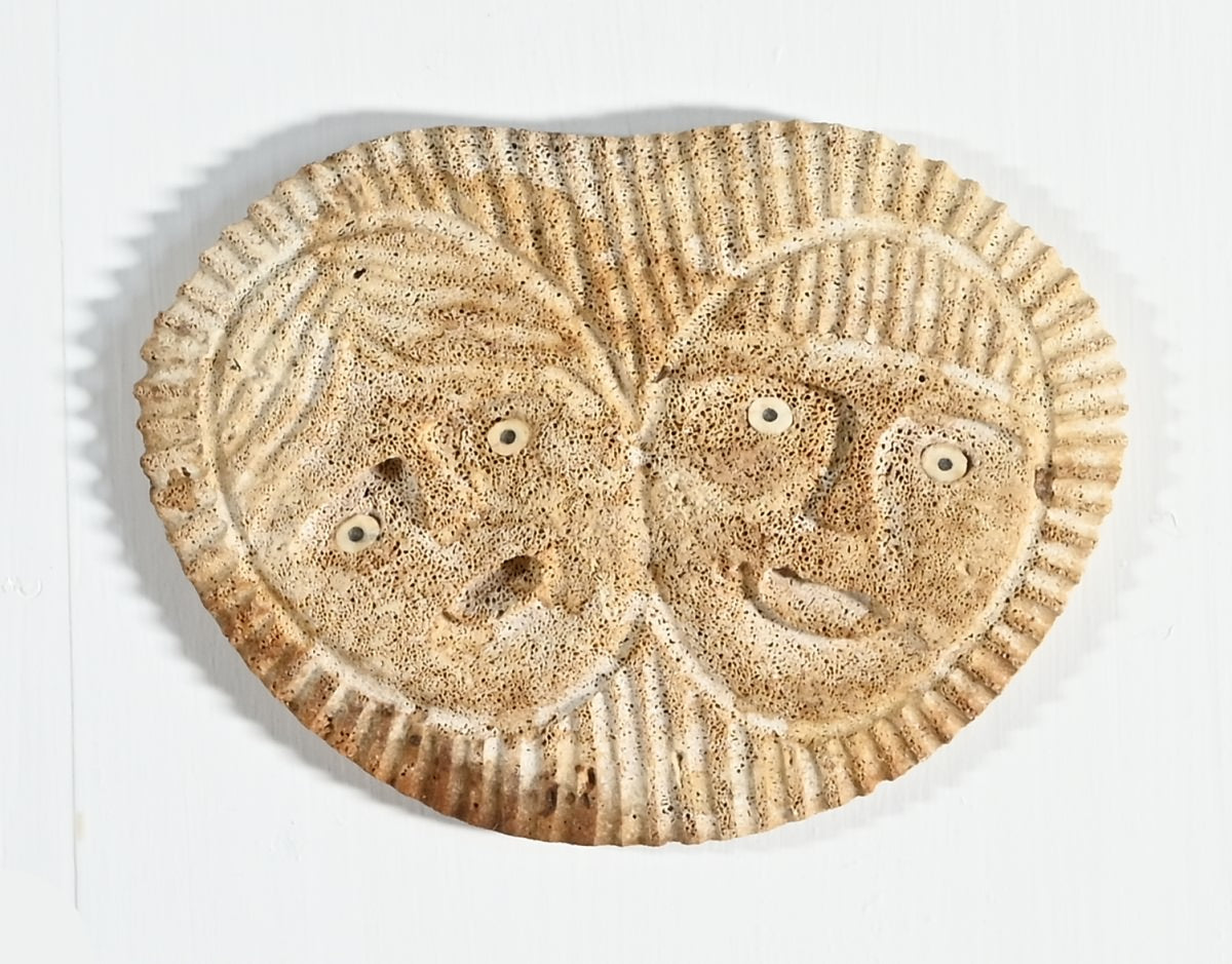 Whalebone Relief Carving with Man and Woman by EJ, Shishmaref, Alaska