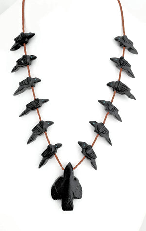 Necklace with Raven Fetishes by Herbert Halaate (with Earrings!)