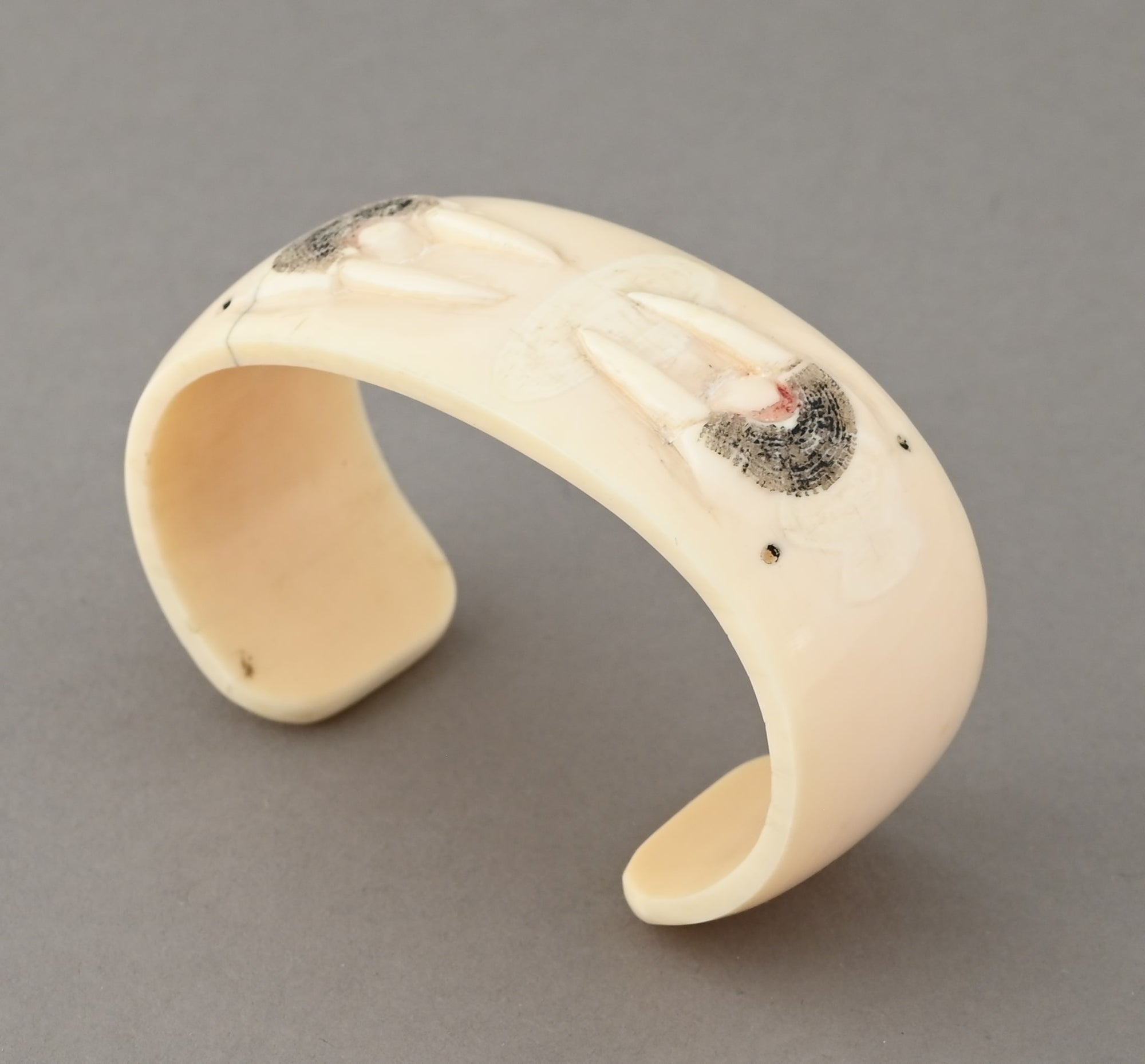 Walrus Tusk Cuff Bracelet with Two Walrus Heads (Artist Unknown)