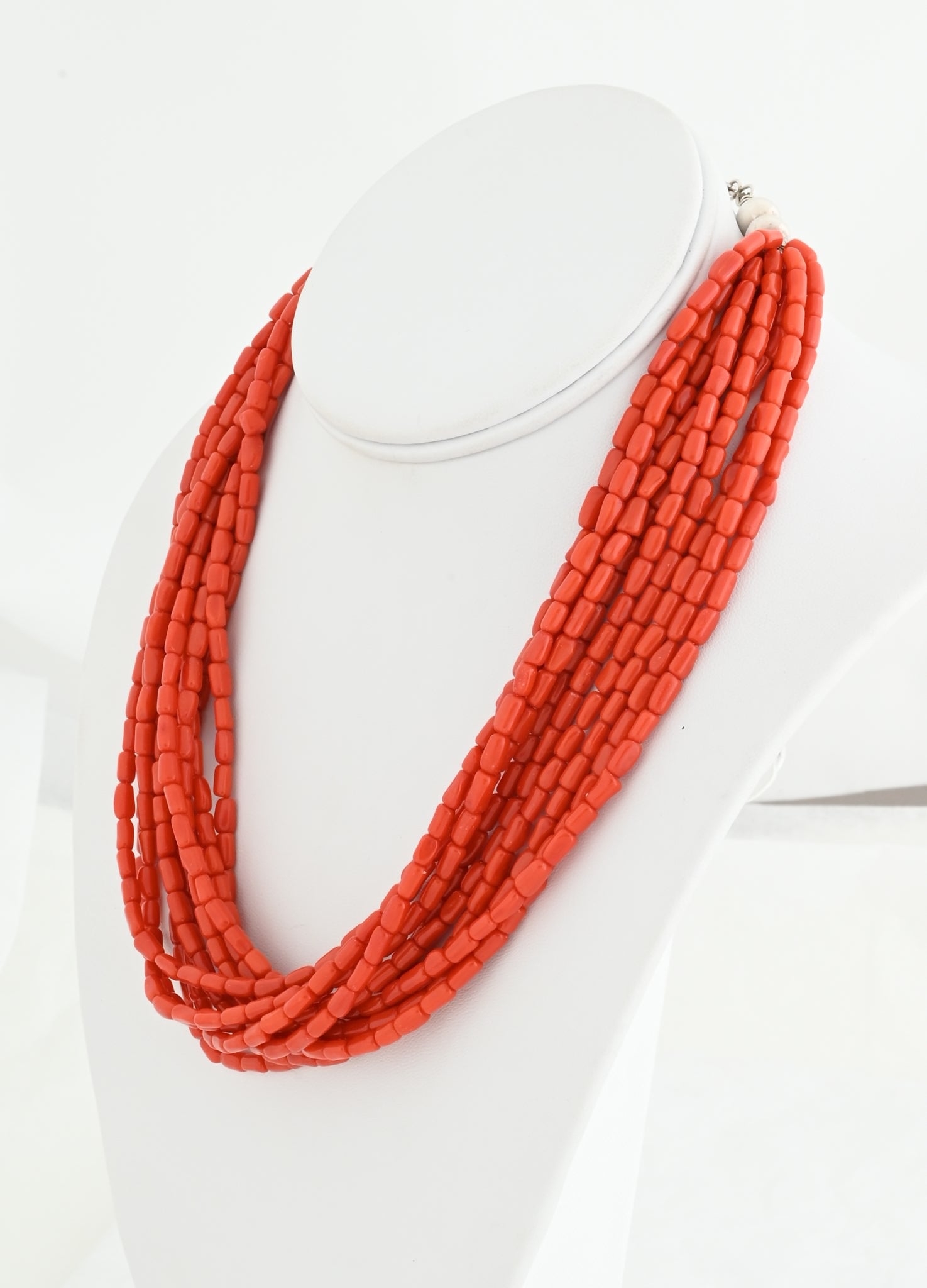 Red Coral 10-Strand Choker Necklace