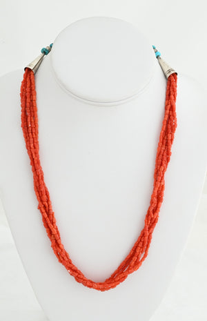 Necklace with 6 Strands of Red Coral