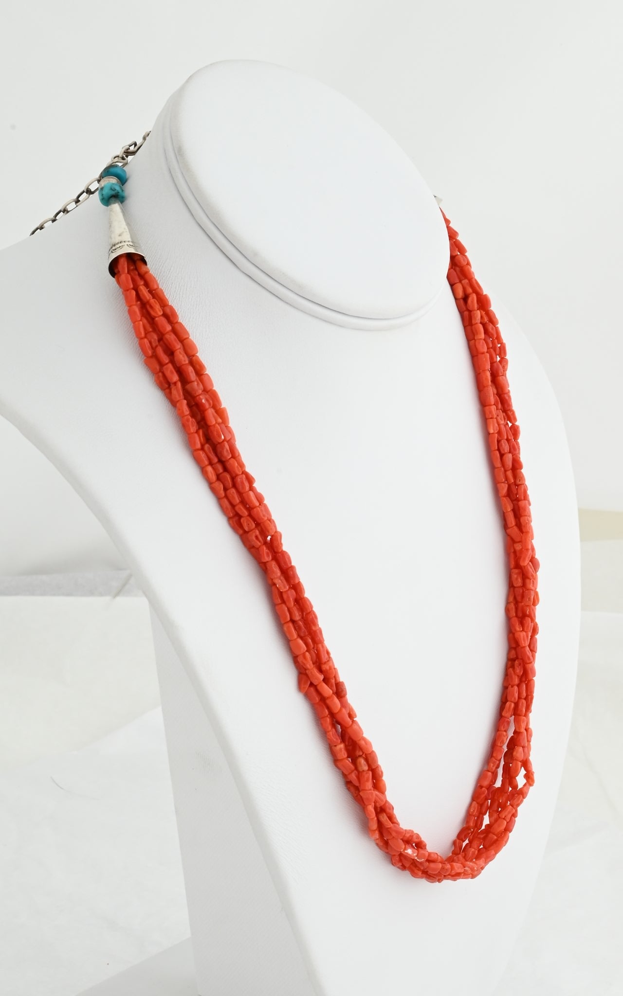 Necklace with 6 Strands of Red Coral