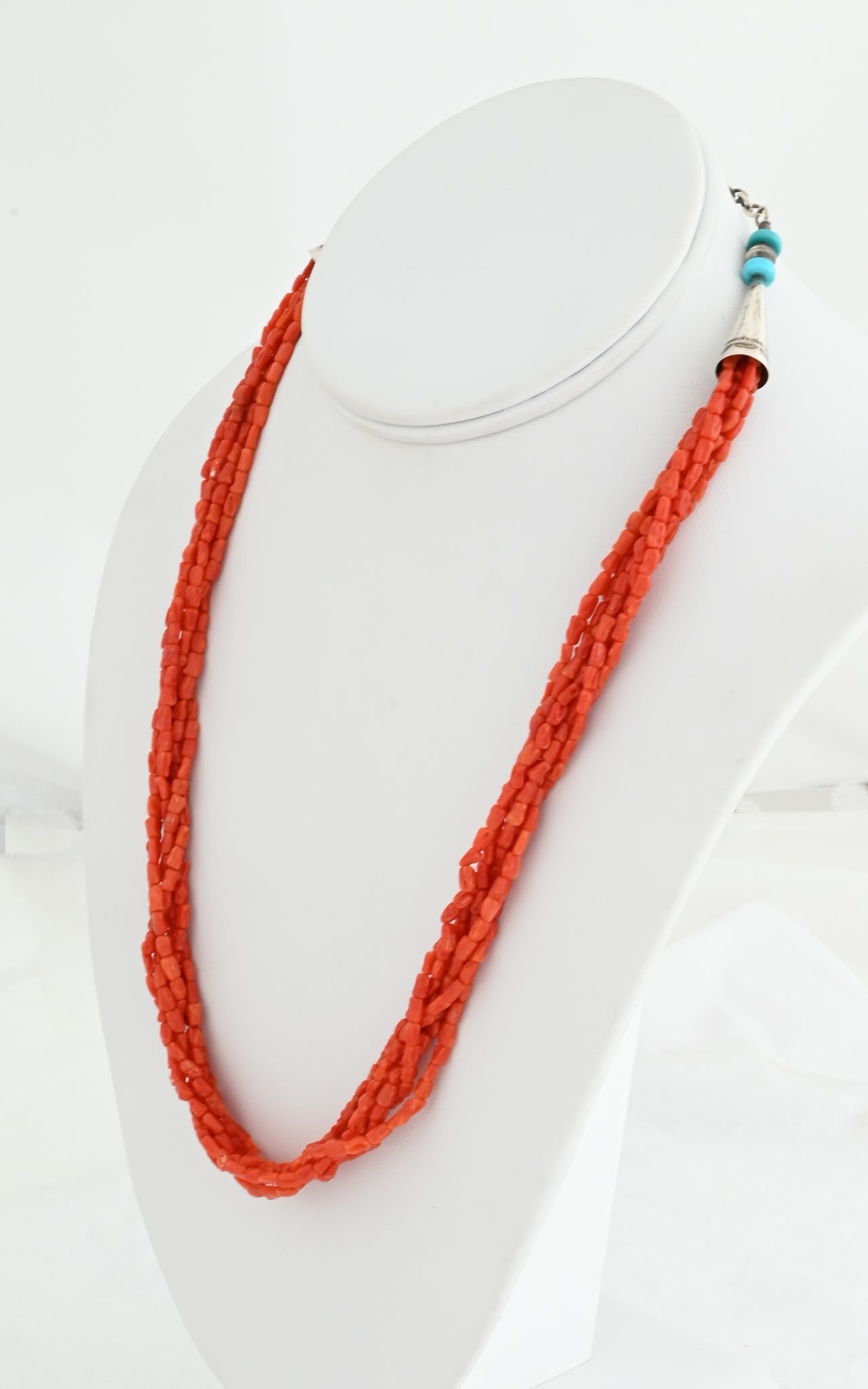 Necklace with 6 Strands of Red Coral