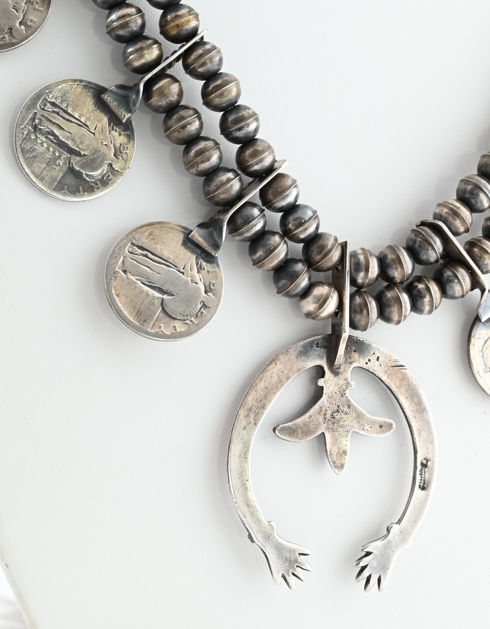 Squashblossom Necklace with "Standing Liberty" Quarters (Vintage)