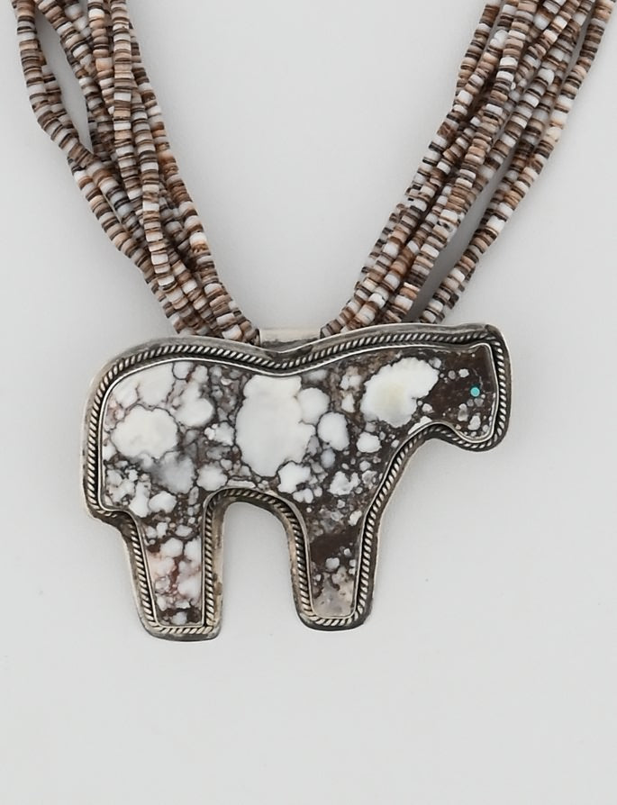 Horse Fetish Pendant on Heishi Necklace