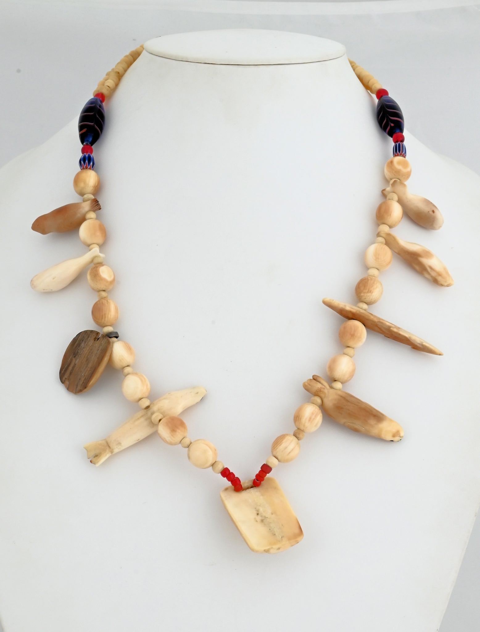 Necklace with Fossil Ivory Artifacts; Alaskan