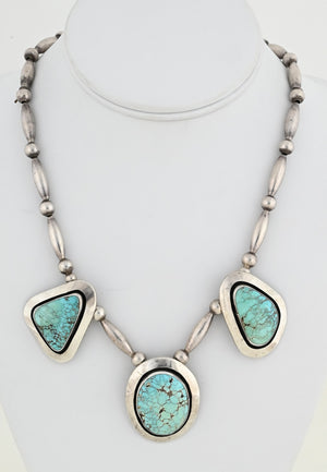 Necklace with Three Shadowbox Drops and #8 Turquoise