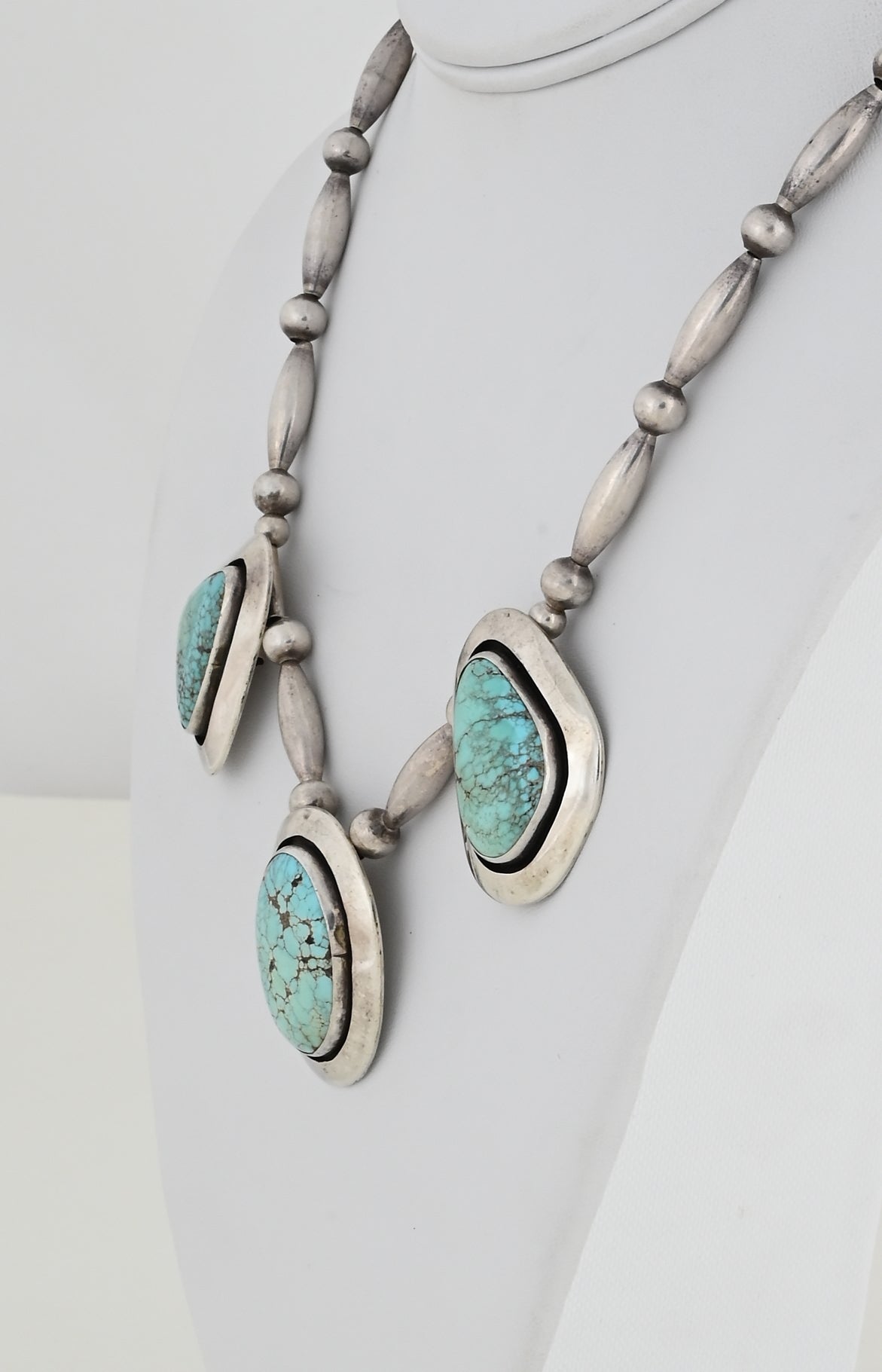 Necklace with Three Shadowbox Drops and #8 Turquoise