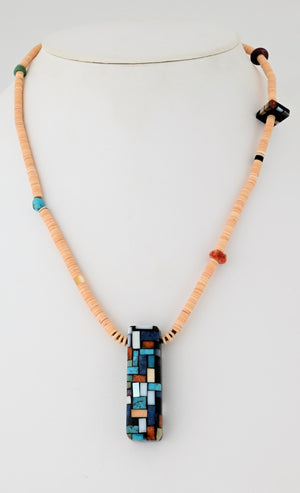 Necklace and Inlaid Pendant by Charlene Reano