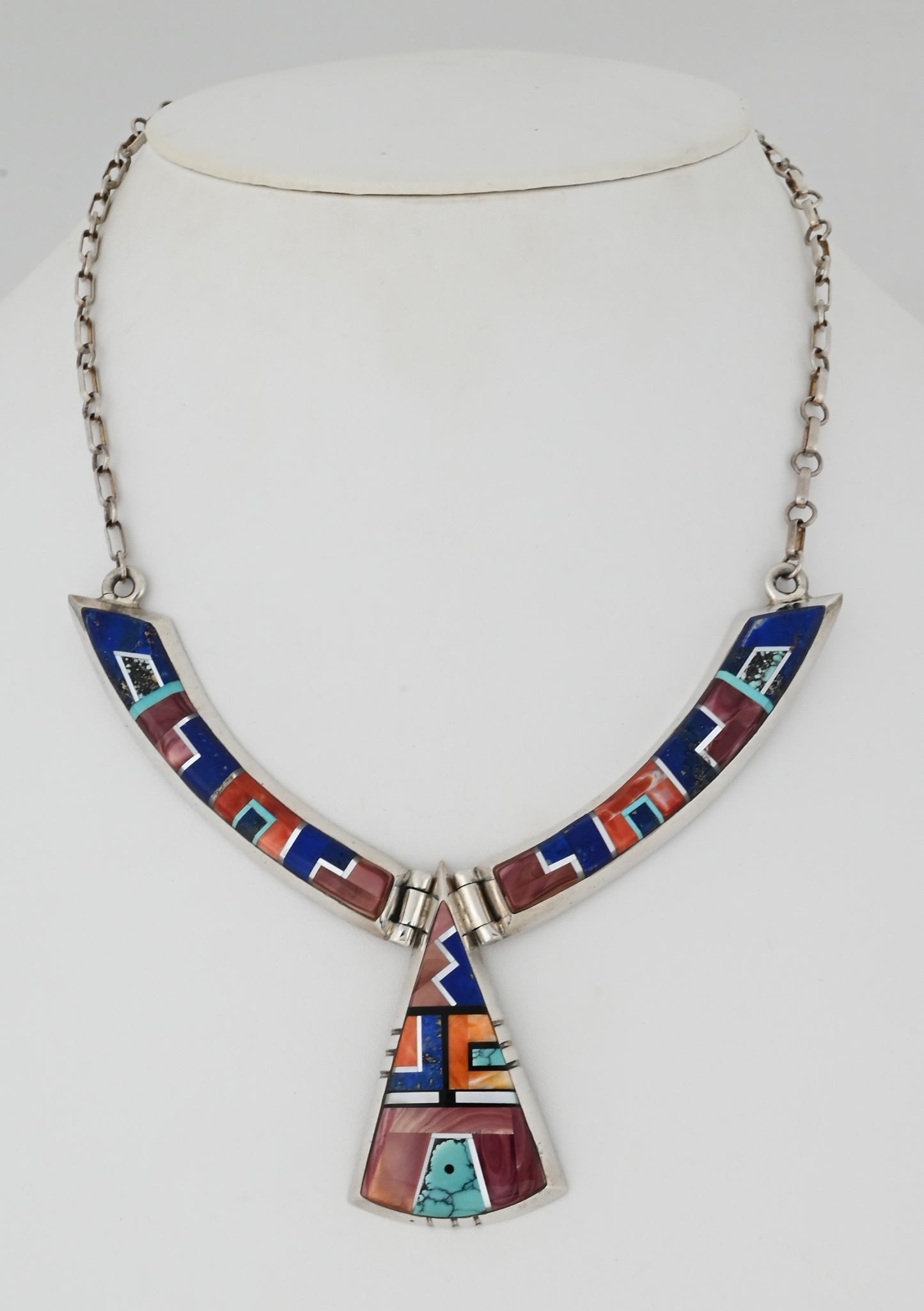 Sterling "Collar" Style Necklace with Inlay by Alvin Yellowhorse