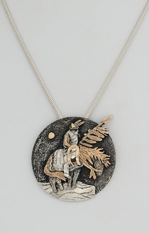 Pendant with Warrior Rider by Michael Little Elk