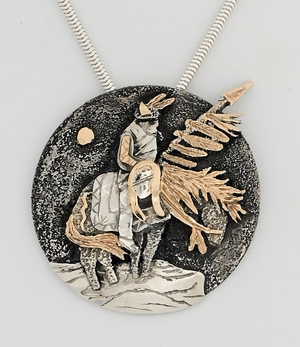 Pendant with Warrior Rider by Michael Little Elk