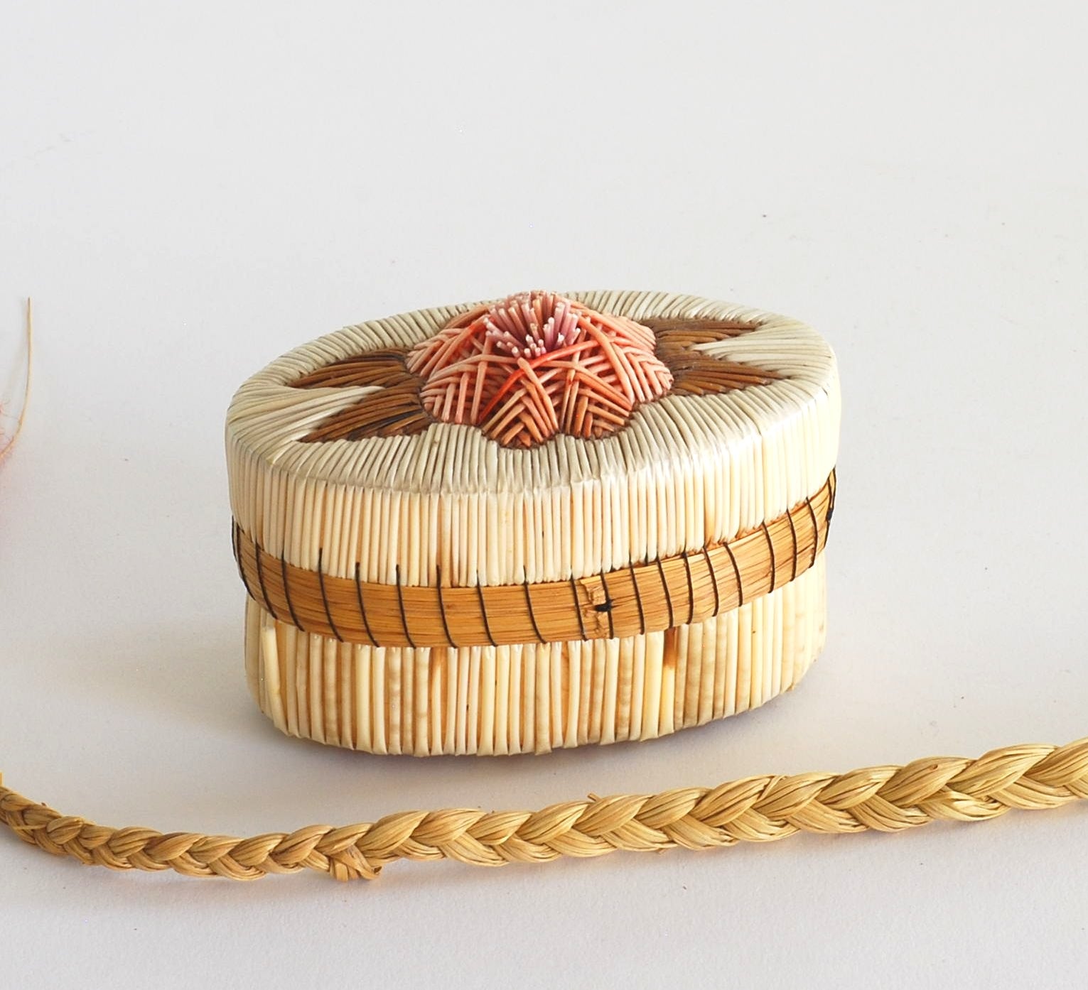 Quill Box with Pink Flower and Tufting by unknown artist