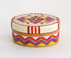 Quill Box with "Diamond" Center and Fan Accents by Marina Recollet