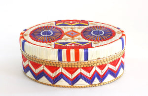 Quill Box with Purple and Red Rosettes by Marina Recollet