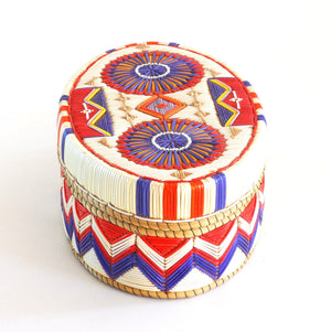 Quill Box with Purple and Red Rosettes by Marina Recollet