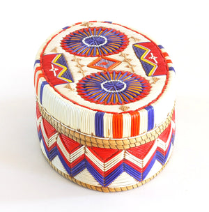 Quill Box with Purple and Red Rosettes by Marina Recollet