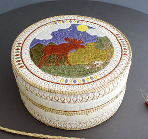 Quill Box with Moose Scene by Delia Beboning