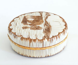 Quill Box by Yvonne Walker Keshick "Bison Wading in Water"