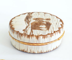 Quill Box by Yvonne Walker Keshick "Bison Wading in Water"
