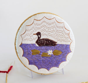 Anishinaabe Quill Box with Floating Loon by Pauline Worthington