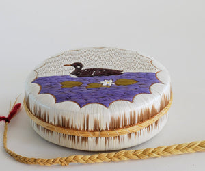 Anishinaabe Quill Box with Floating Loon by Pauline Worthington