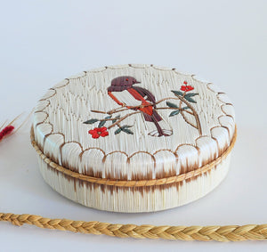 Quill Box with Bird on Branch with Flowers by Bernard Parkey
