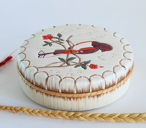 Quill Box with Bird on Branch with Flowers by Bernard Parkey