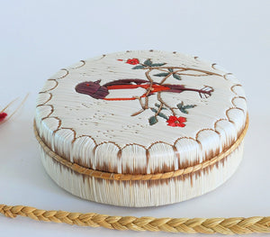 Quill Box with Bird on Branch with Flowers by Bernard Parkey