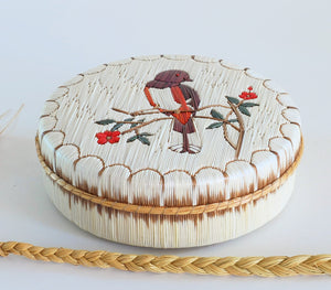 Quill Box with Bird on Branch with Flowers by Bernard Parkey