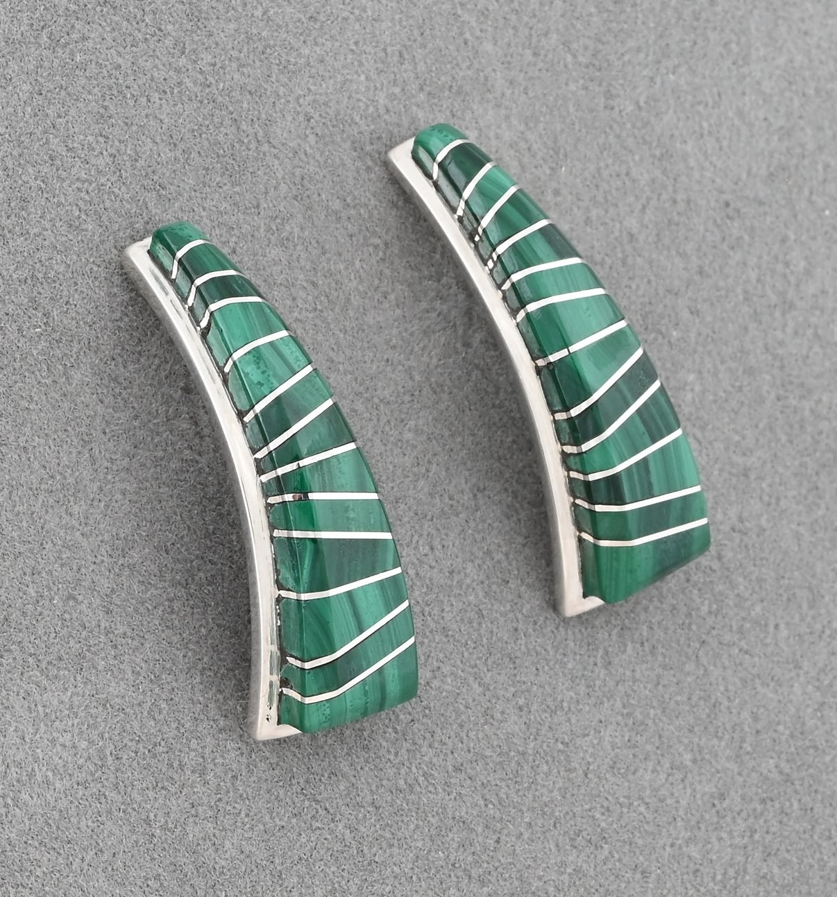 Earrings with Malachite by Daren Tsalate