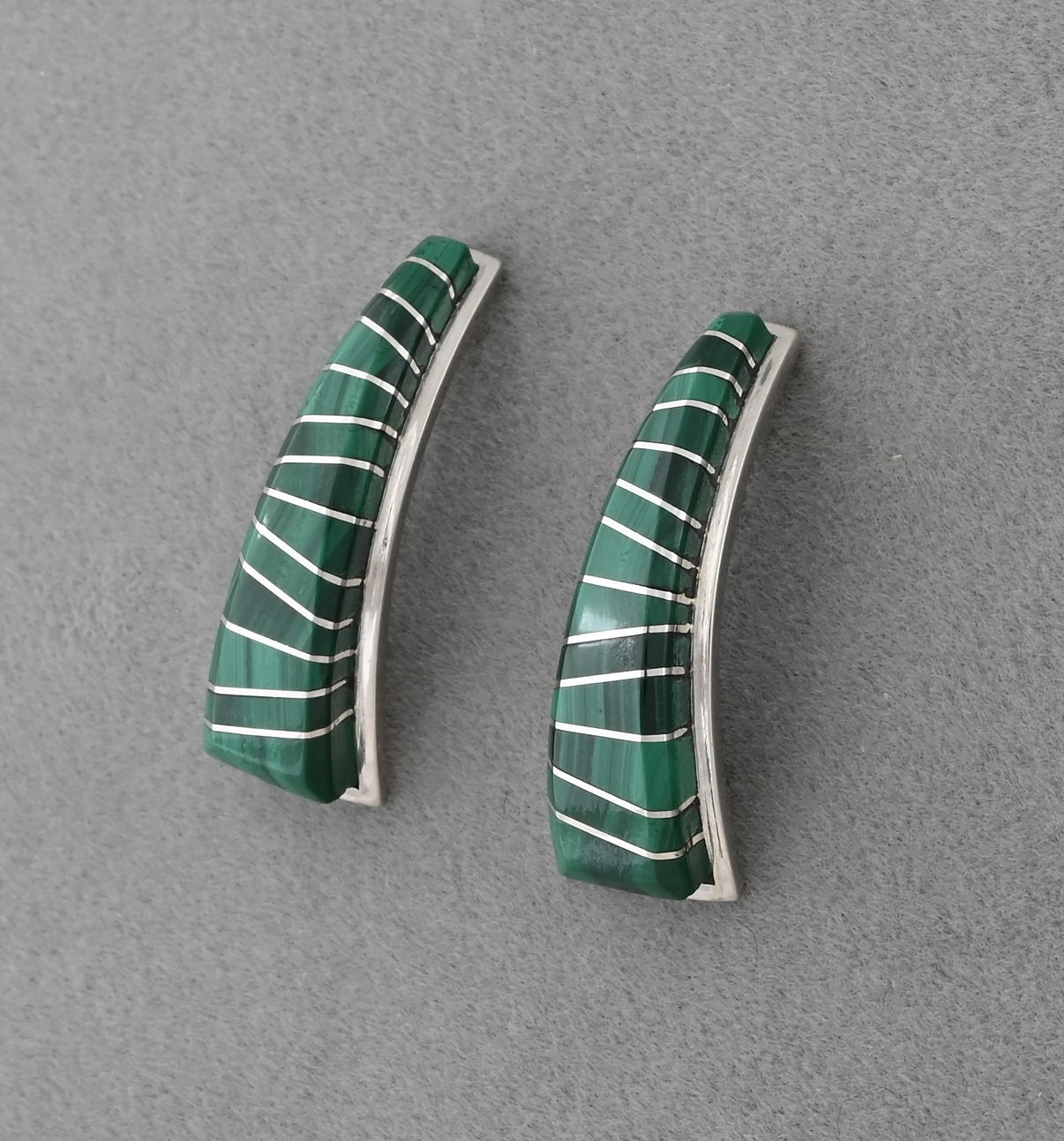 Earrings with Malachite by Daren Tsalate