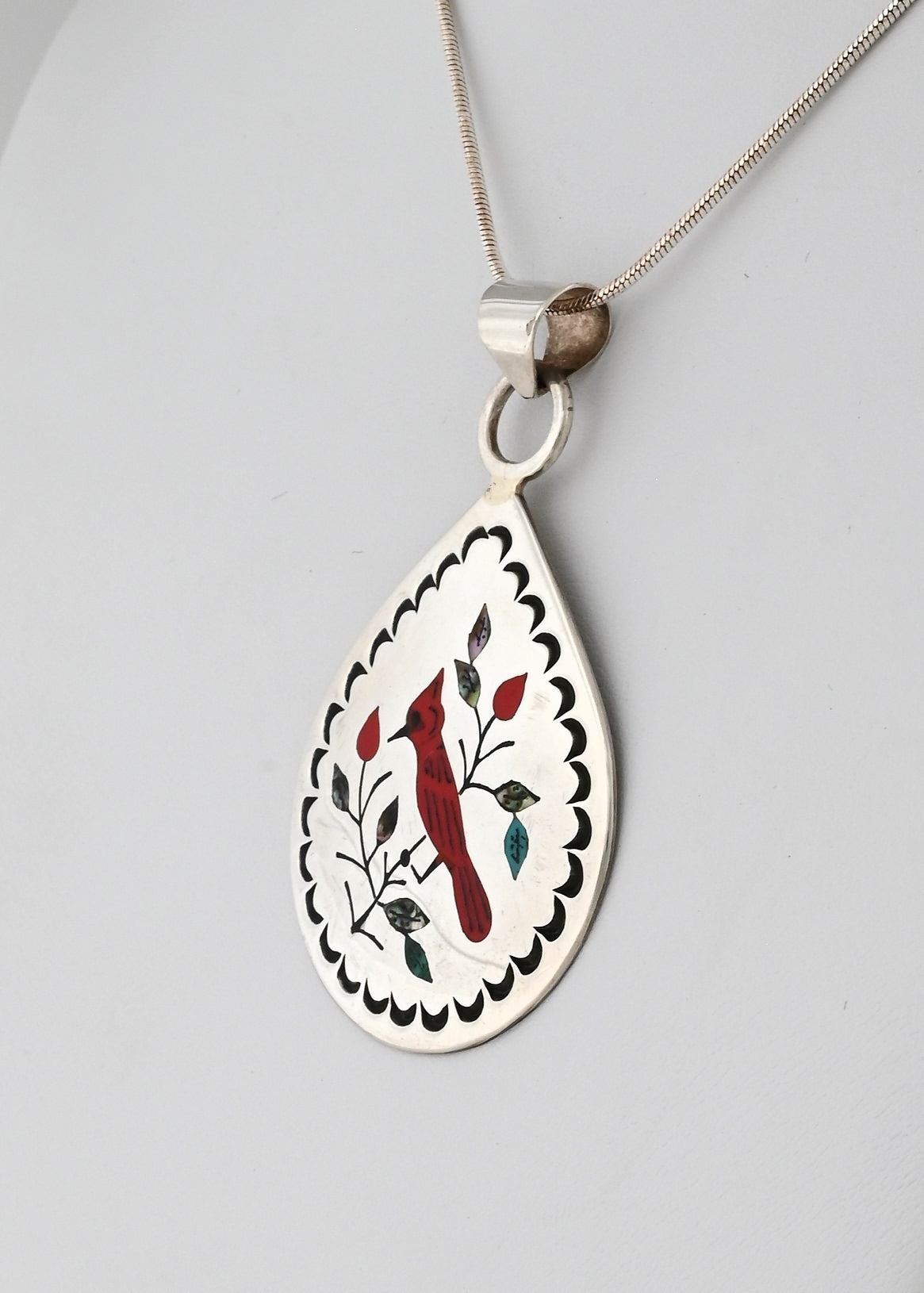 Pendant with Inlaid Cardinal by Raymond Boyd