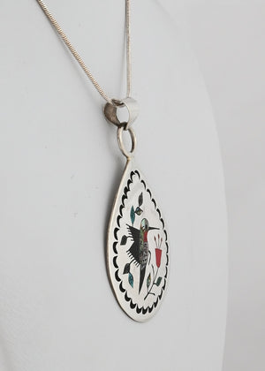 Pendant with Inlaid Hummingbird by Raymond Boyd