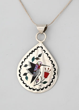 Pendant with Inlaid Hummingbird by Raymond Boyd