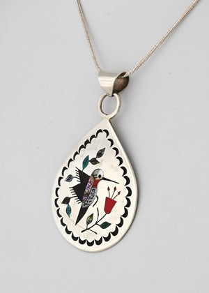 Pendant with Inlaid Hummingbird by Raymond Boyd