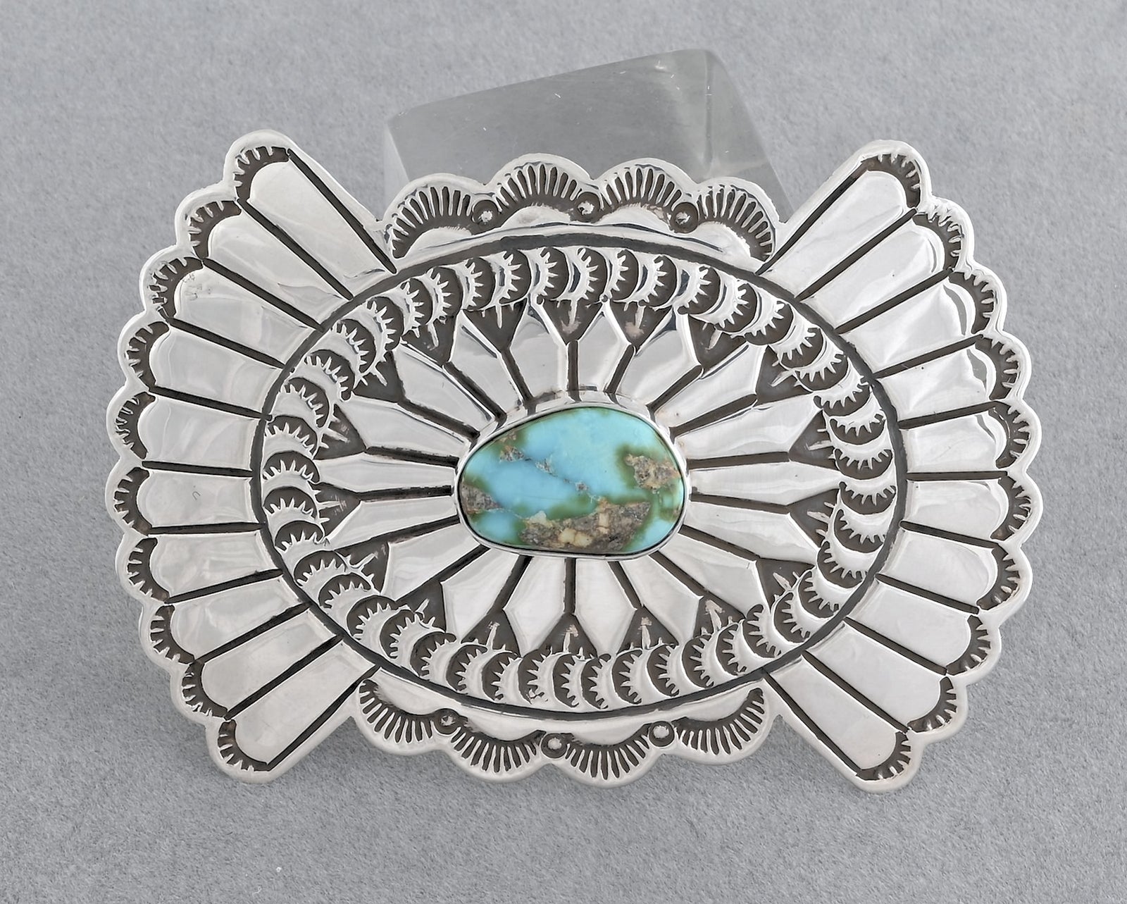 Belt Buckle with Sonoran Gold Turquoise by Delbert Delgarito