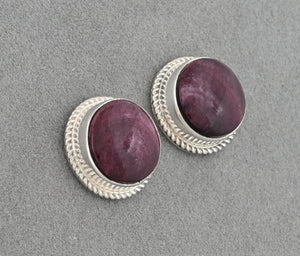 Earrings with Purple Spiny Oyster (Navajo)