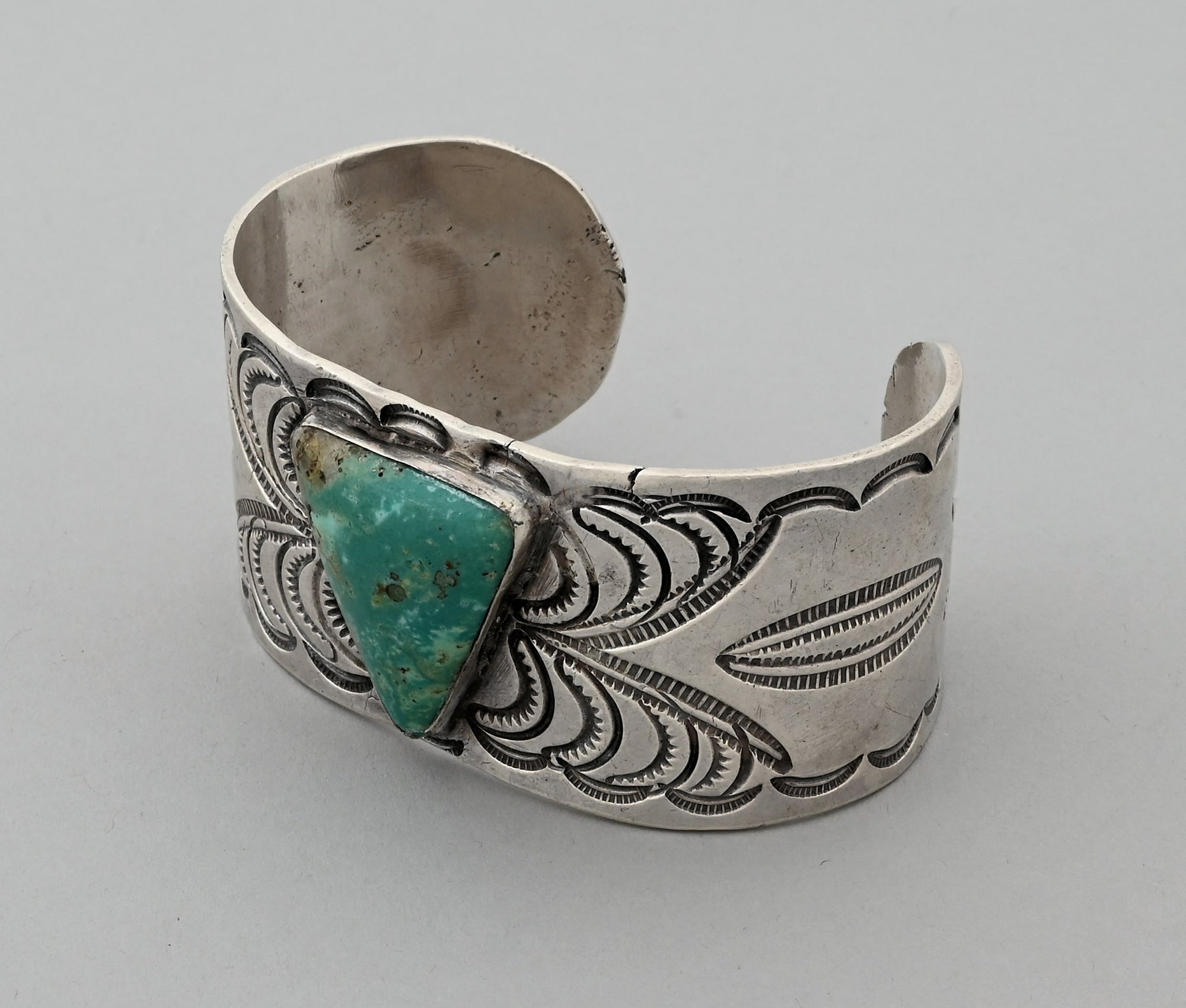 Cuff Bracelet with Triangular Turquoise (vintage)