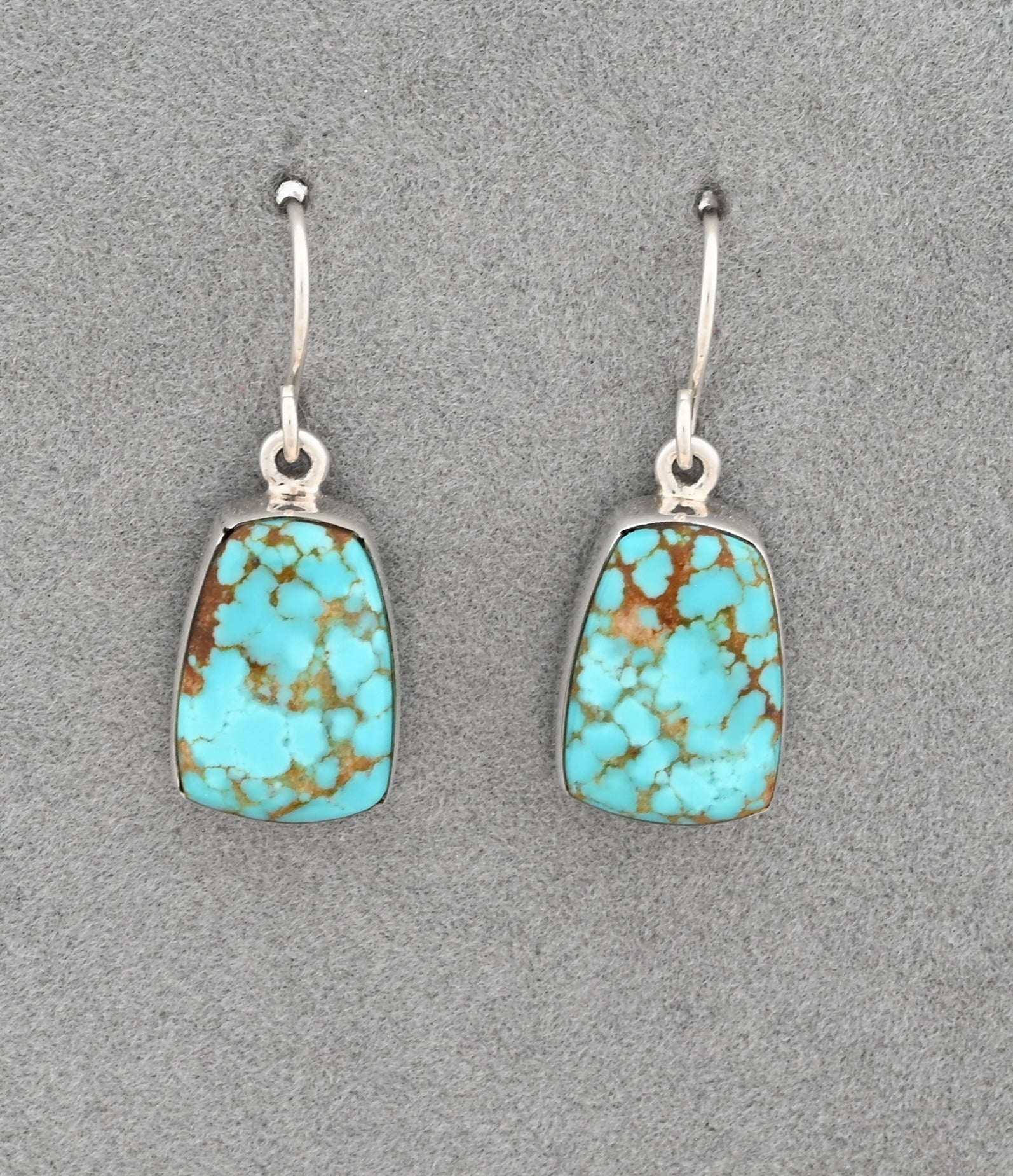 Trapezoid Drop Earrings with #8 Turquoise by Cathy Webster