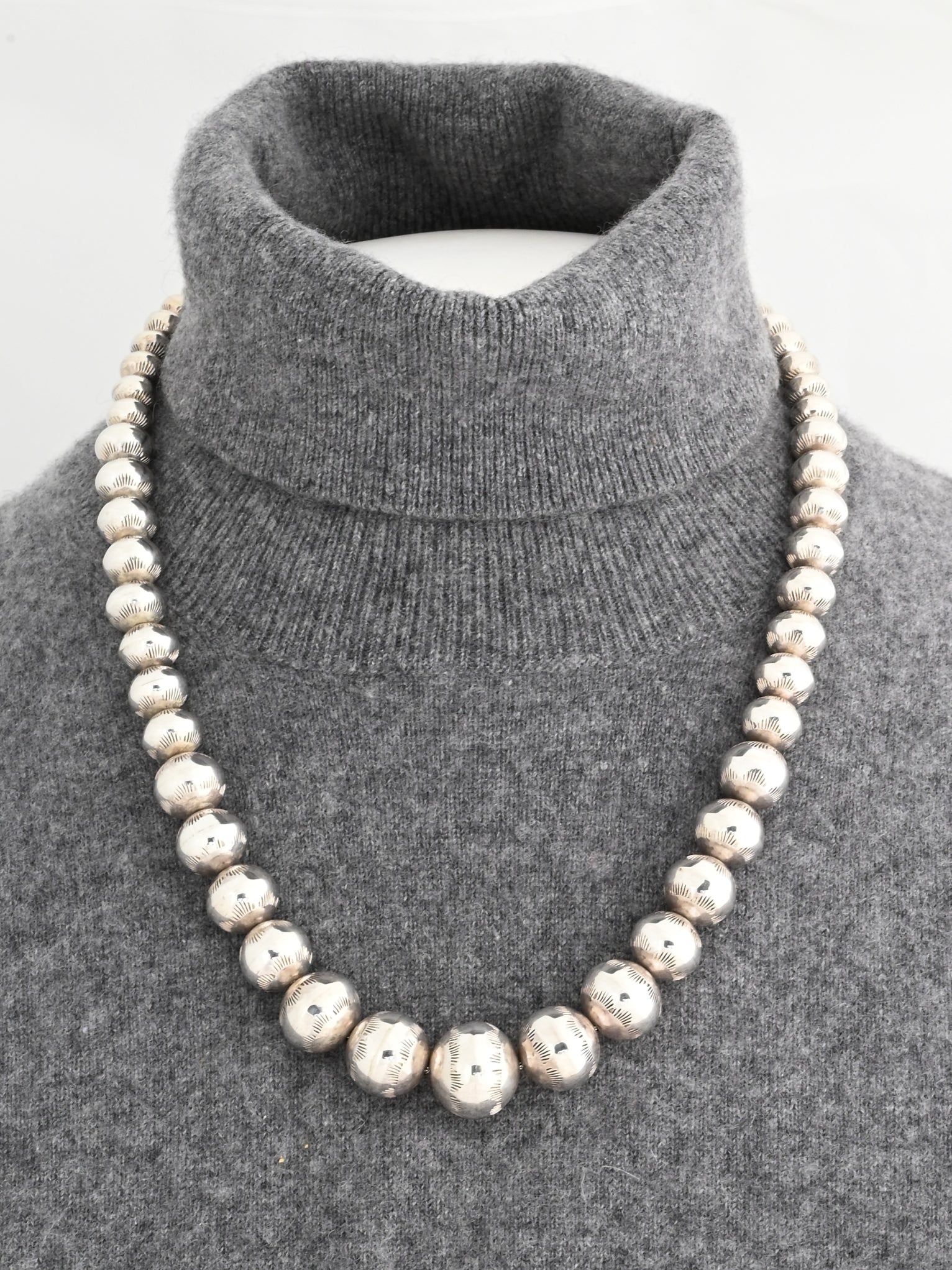 Necklace, 24" Graduated Navajo Pearls by Jeffrey Nelson