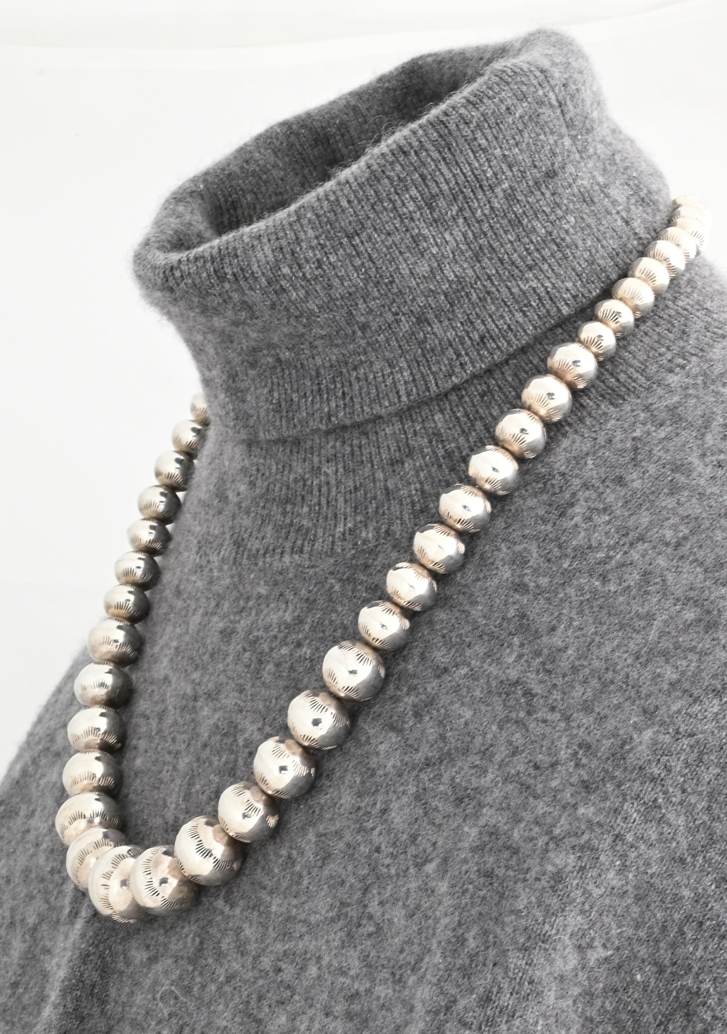 Necklace, 24" Graduated Navajo Pearls by Jeffrey Nelson